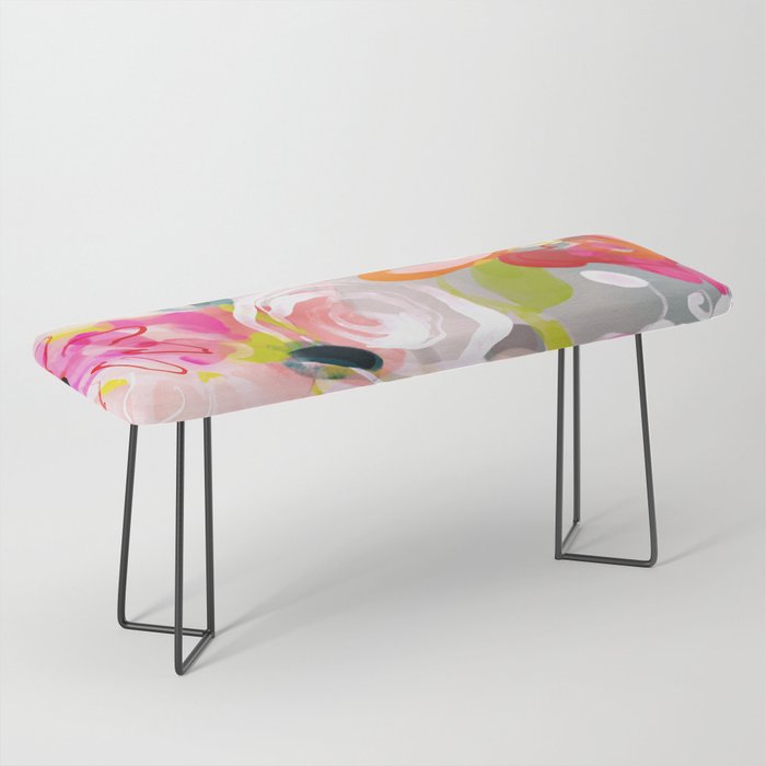 Dream flowers in pink rose floral abstract art Bench Gallery Image 1