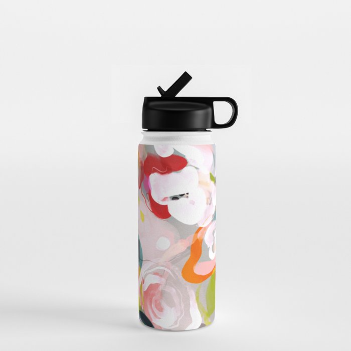 Dream flowers in pink rose floral abstract art Water Bottle Gallery Image 1