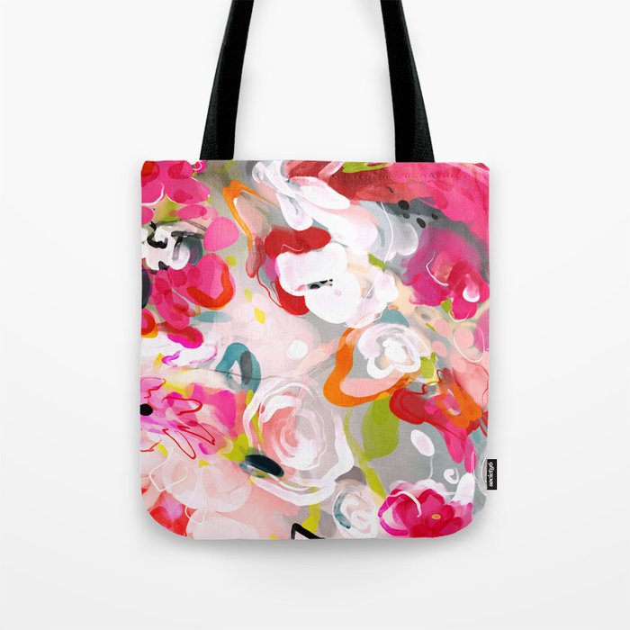 Dream flowers in pink rose floral abstract art Tote Bag Gallery Image 1