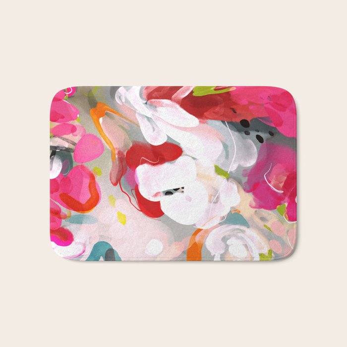 Dream flowers in pink rose floral abstract art Bath Mat Gallery Image 1