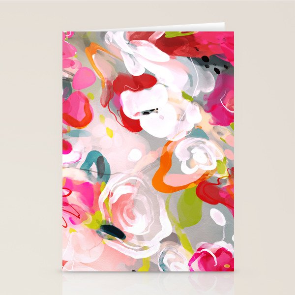 Dream flowers in pink rose floral abstract art Stationery Card Gallery Image 2