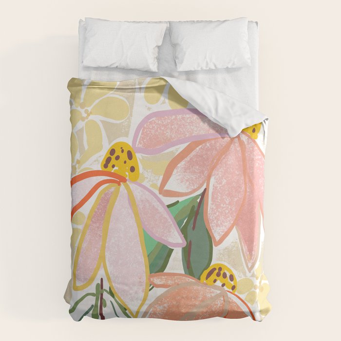 Chalky coneflowers still life Duvet Cover Gallery Image 1