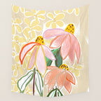 Chalky coneflowers still life Wall Tapestry Gallery Image 4