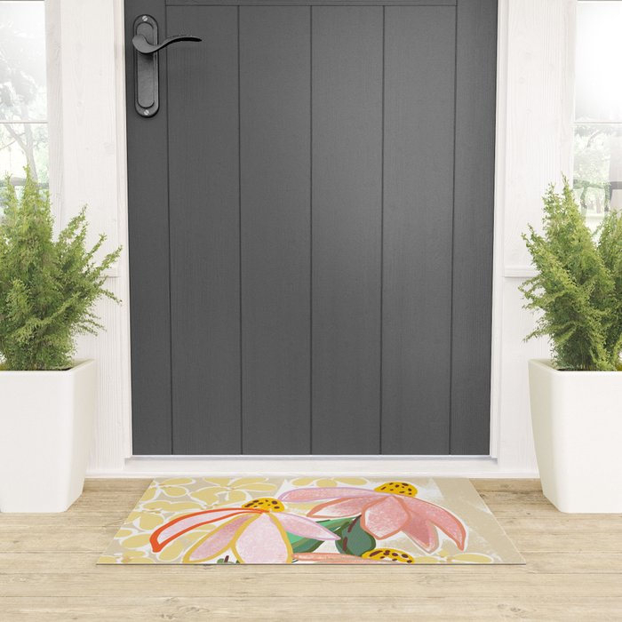 Chalky coneflowers still life Welcome Mat Gallery Image 3