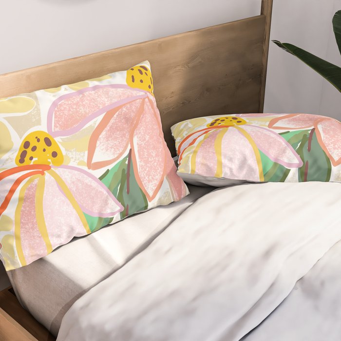 Chalky coneflowers still life Pillow Sham Gallery Image 2