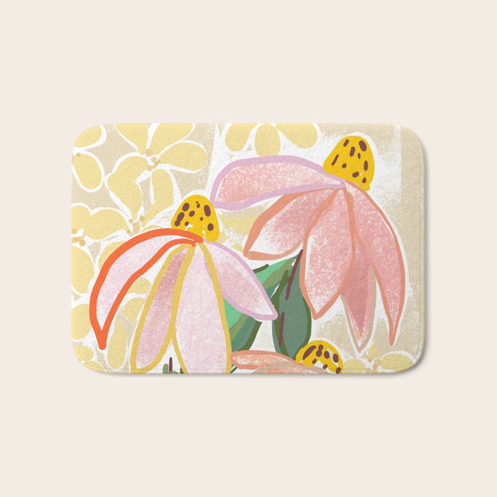 Chalky coneflowers still life Bath Mat Gallery Image 1