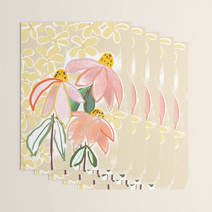 Chalky coneflowers still life Wrapping Paper Gallery Image 3