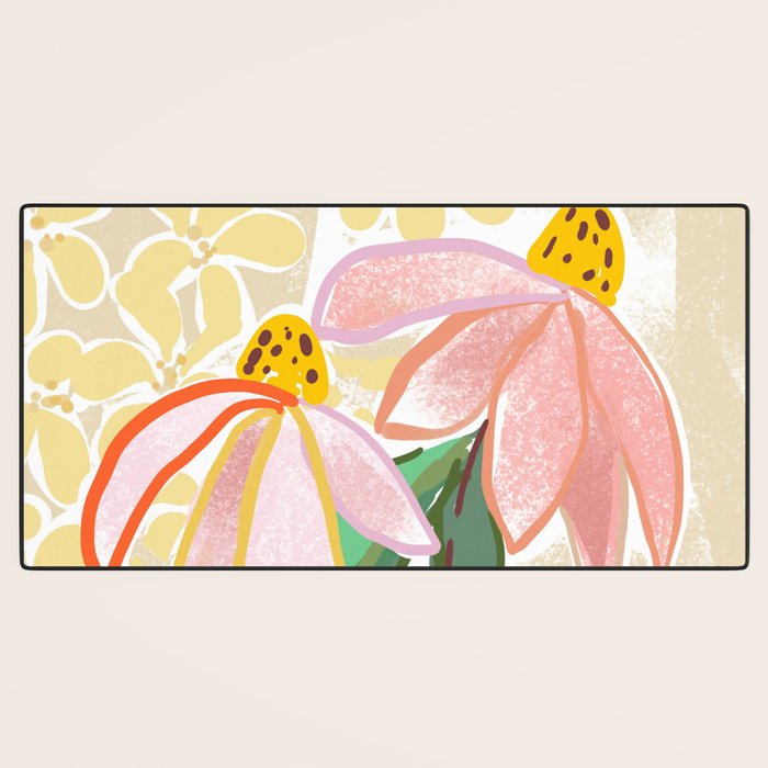 Chalky coneflowers still life Desk Mat Gallery Image 3