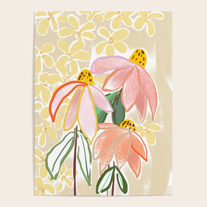 Chalky coneflowers still life Poster Gallery Image 4