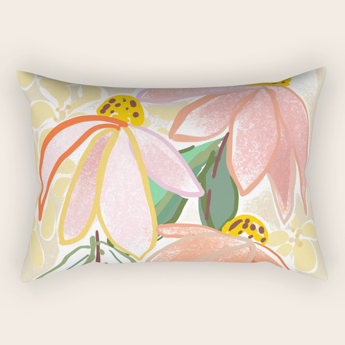 Chalky coneflowers still life Rectangular Pillow Gallery Image 1