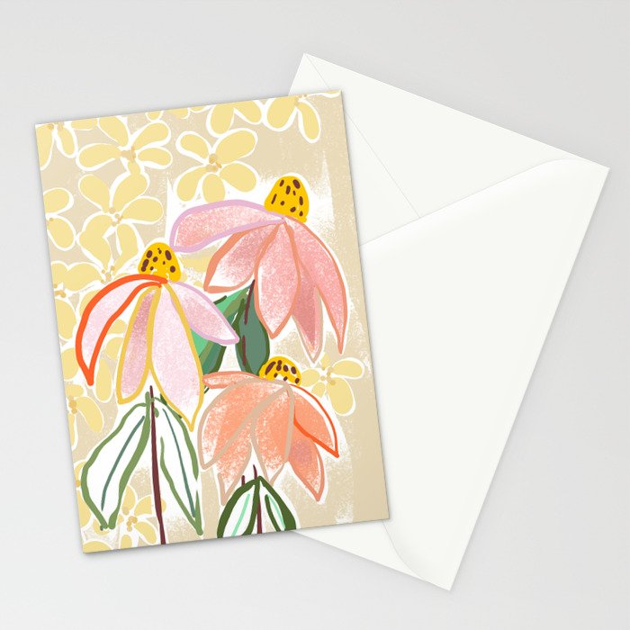 Chalky coneflowers still life Stationery Card Gallery Image 2
