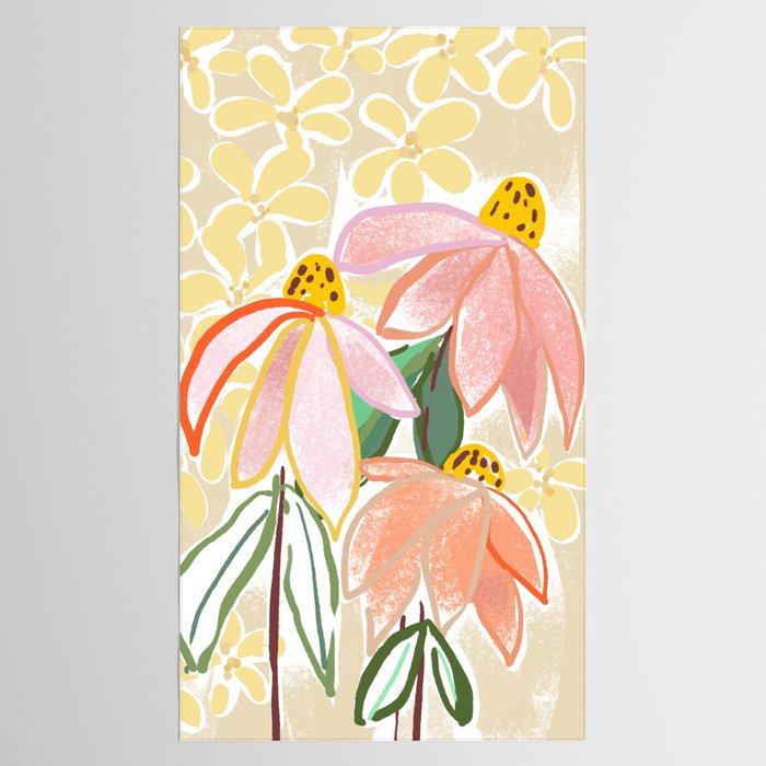 Chalky coneflowers still life Tablecloth Gallery Image 2