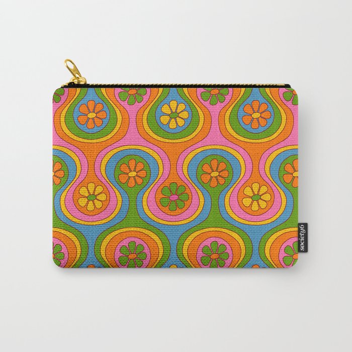 Groovy 60s Midcentury Modern Flower Pattern Carry All Pouch Gallery Image 1