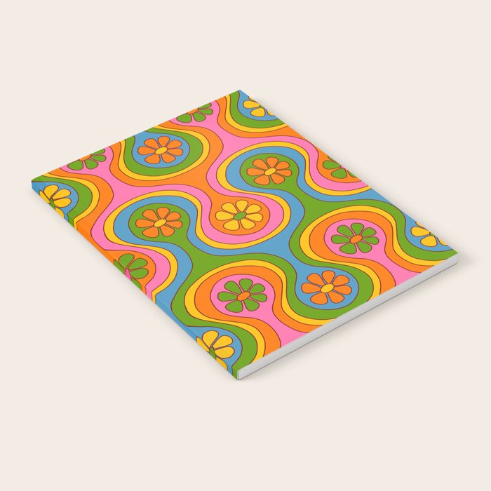 Groovy 60s Midcentury Modern Flower Pattern Notebook Gallery Image 2