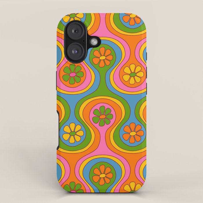 Groovy 60s Midcentury Modern Flower Pattern iPhone Case Gallery Image 1