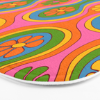 Groovy 60s Midcentury Modern Flower Pattern Bath Mat Gallery Image 3