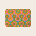 Groovy 60s Midcentury Modern Flower Pattern Bath Mat Gallery Image 1