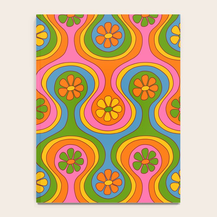 Groovy 60s Midcentury Modern Flower Pattern Notebook Gallery Image 4