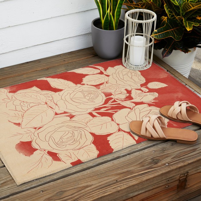 White Roses  Outdoor Rug Gallery Image 2
