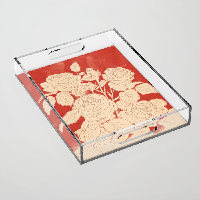 White Roses  Acrylic Tray Gallery Image 1