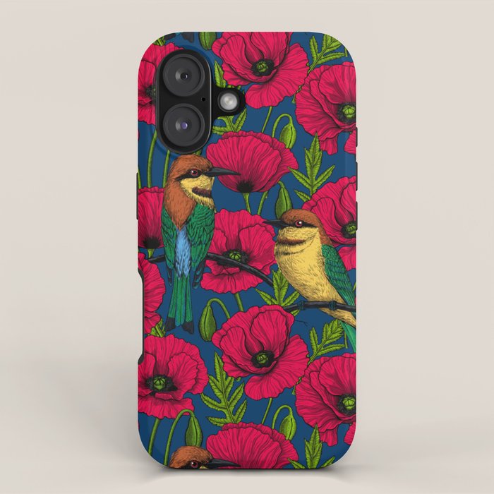 Bee eaters and poppies  iPhone Case Gallery Image 1