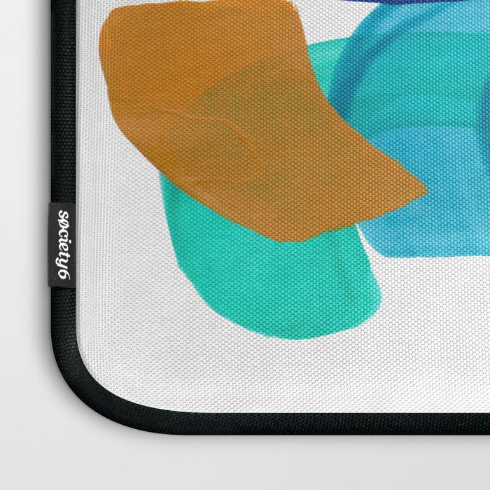 Minimalist Abstract Mid Century Modern Colorful Shapes Marine Green Teal Blue Yellow Pattern Laptop Sleeve Gallery Image 3