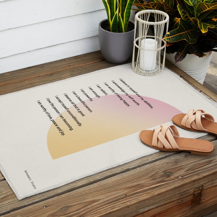 Affirmations | Self Love Outdoor Rug Gallery Image 2