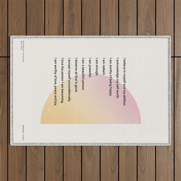 Affirmations | Self Love Outdoor Rug Gallery Image 1