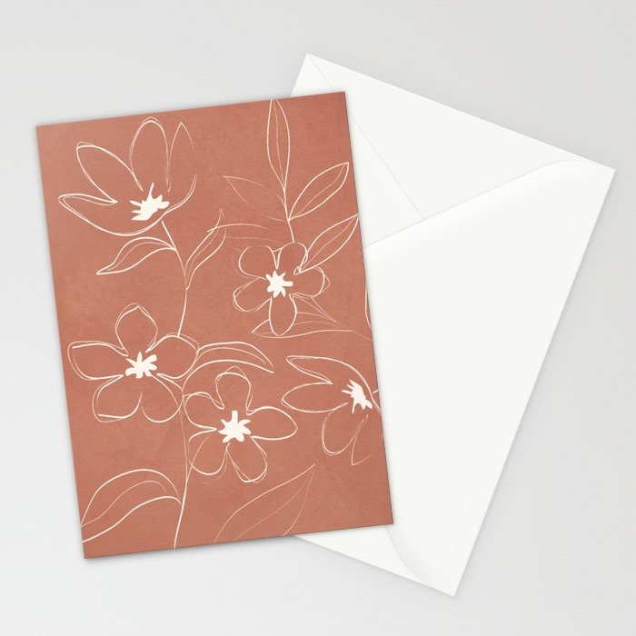 Little Flower Outline on Clay 01 Stationery Card Gallery Image 2