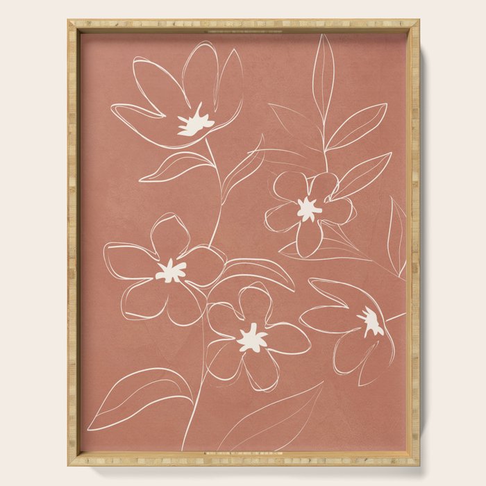 Little Flower Outline on Clay 01 Serving Tray Gallery Image 1