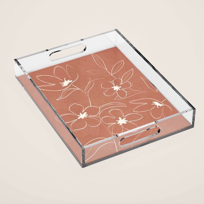 Little Flower Outline on Clay 01 Acrylic Tray Gallery Image 1