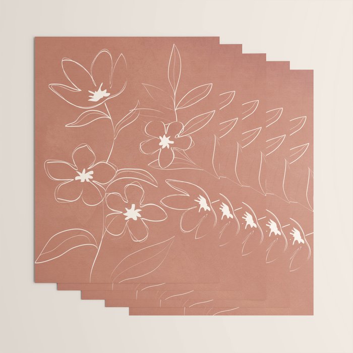 Little Flower Outline on Clay 01 Wrapping Paper Gallery Image 3
