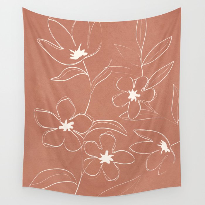 Little Flower Outline on Clay 01 Wall Tapestry Gallery Image 4