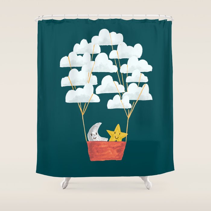 Hot cloud baloon - moon and star Shower Curtain Gallery Image 1