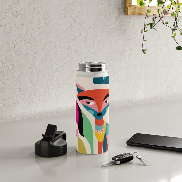 Mid Century Fox Water Bottle Gallery Image 4