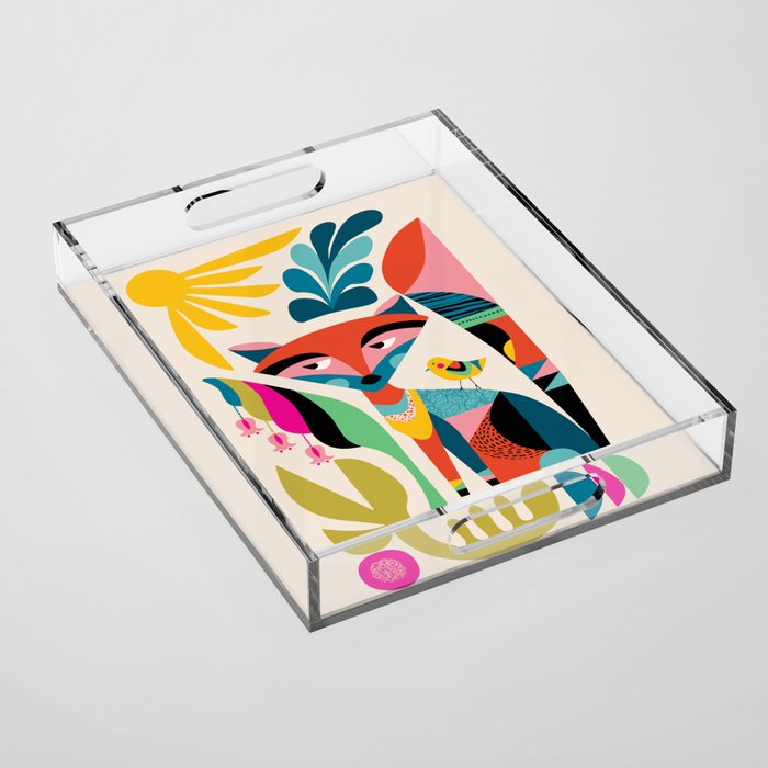 Mid Century Fox Acrylic Tray Gallery Image 1