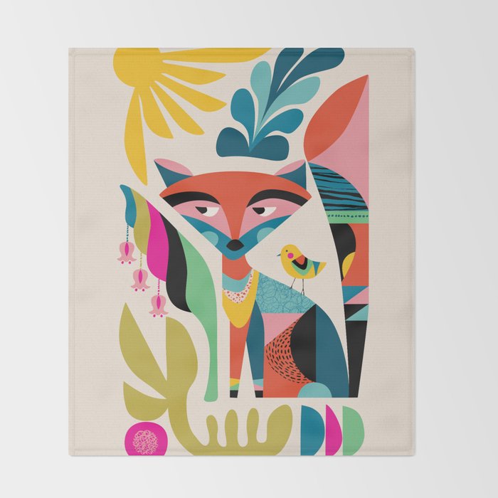 Mid Century Fox Throw Blanket Gallery Image 2