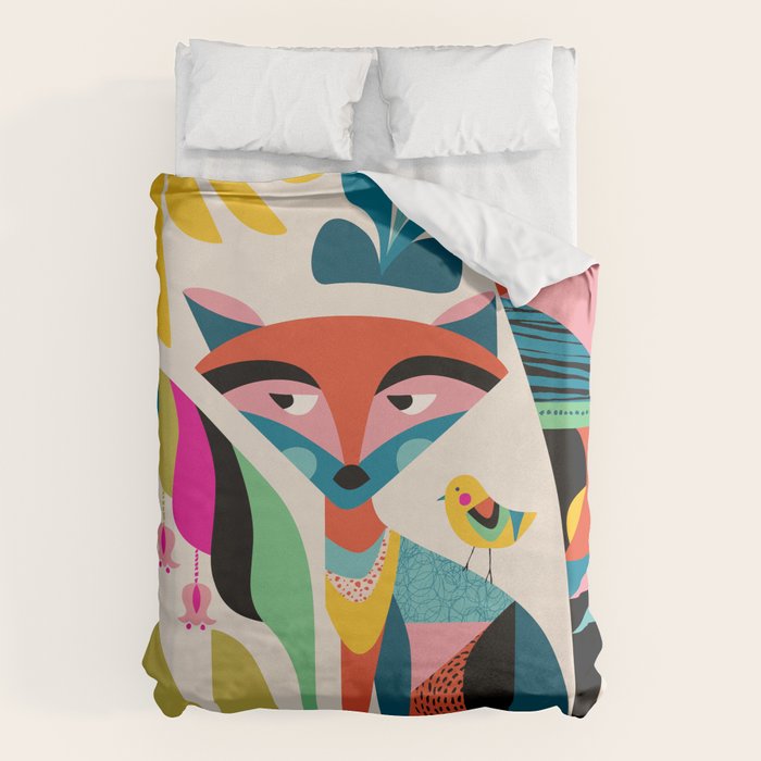 Mid Century Fox Duvet Cover