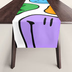 Colorful smiling happy face cartoon pattern Table Runner Gallery Image 1