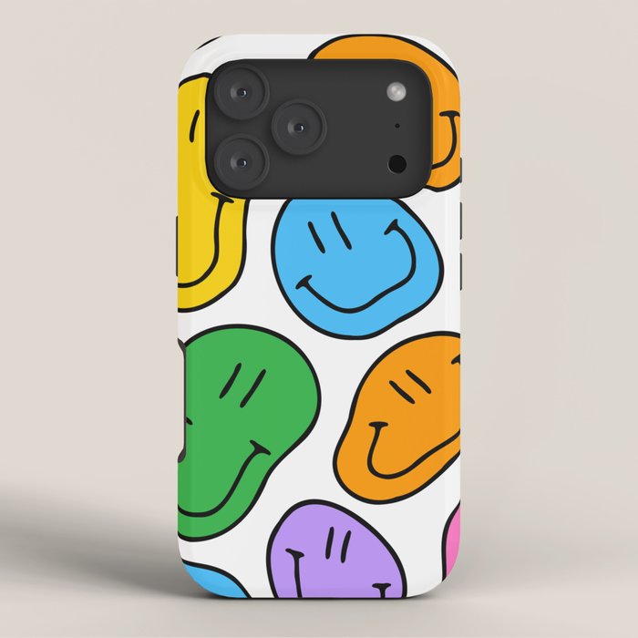 Colorful smiling happy face cartoon pattern iPhone Case Gallery Image 3