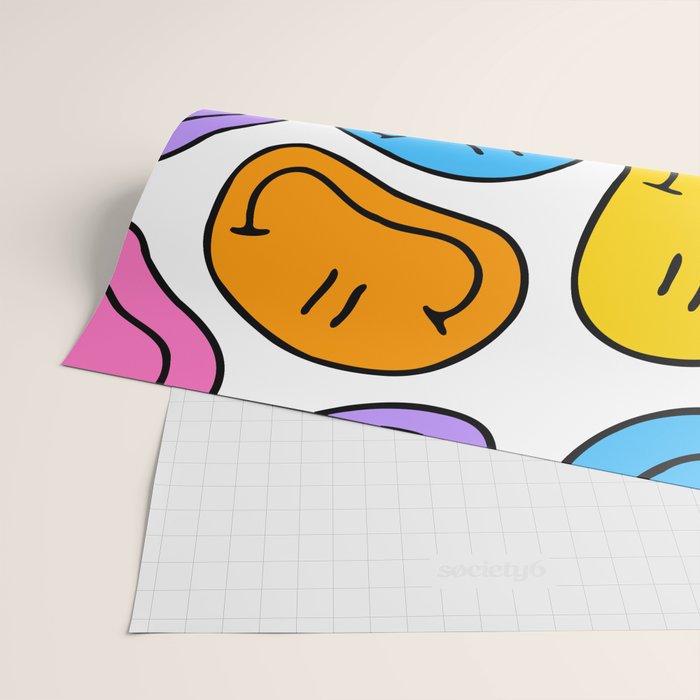 Colorful smiling happy face cartoon pattern Wrapping Paper Gallery Image 2