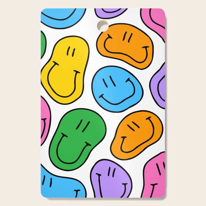 Colorful smiling happy face cartoon pattern Cutting Board Gallery Image 1