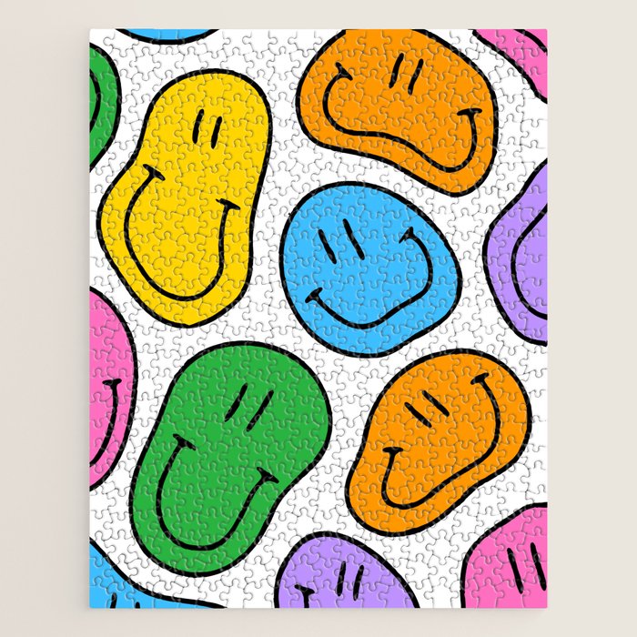 Colorful smiling happy face cartoon pattern Jigsaw Puzzle Gallery Image 1