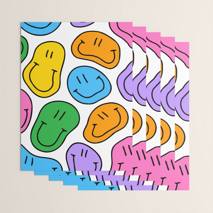 Colorful smiling happy face cartoon pattern Wrapping Paper Gallery Image 3