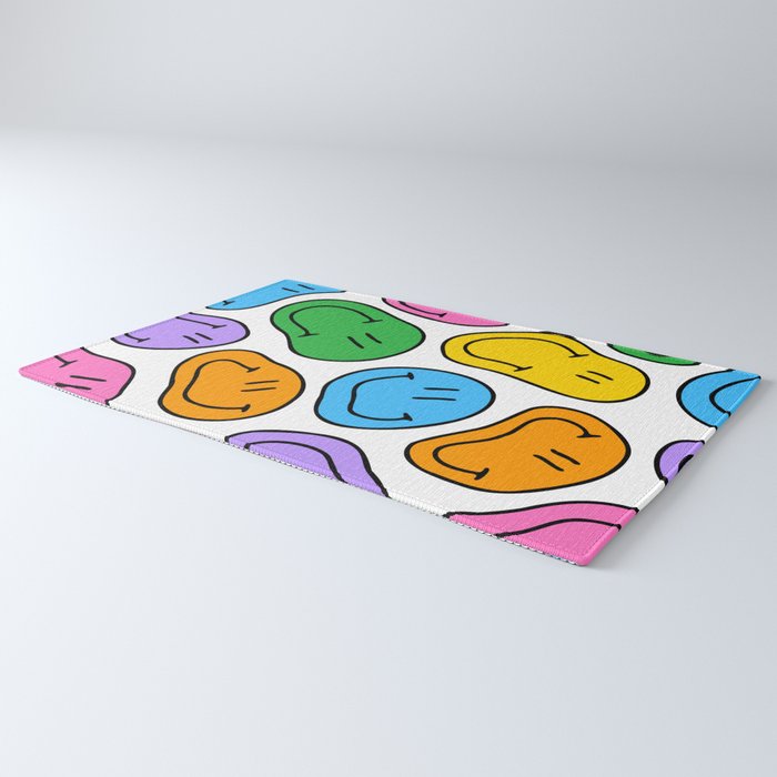 Colorful smiling happy face cartoon pattern Rug Gallery Image 3