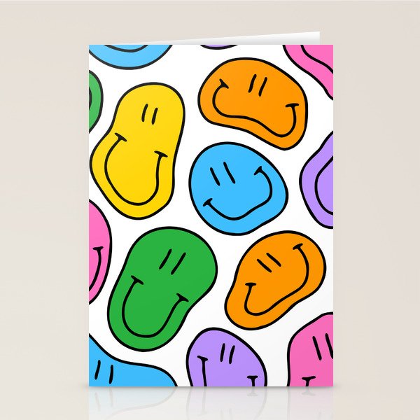 Colorful smiling happy face cartoon pattern Stationery Card Gallery Image 2