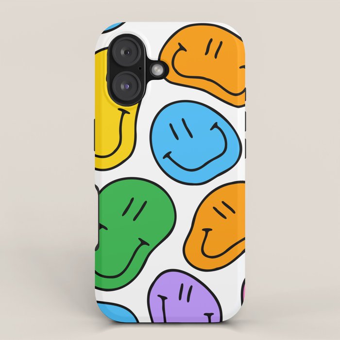 Colorful smiling happy face cartoon pattern iPhone Case Gallery Image 1