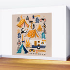 Camping Kit - Orange & Blue Wall Mural Gallery Image 2