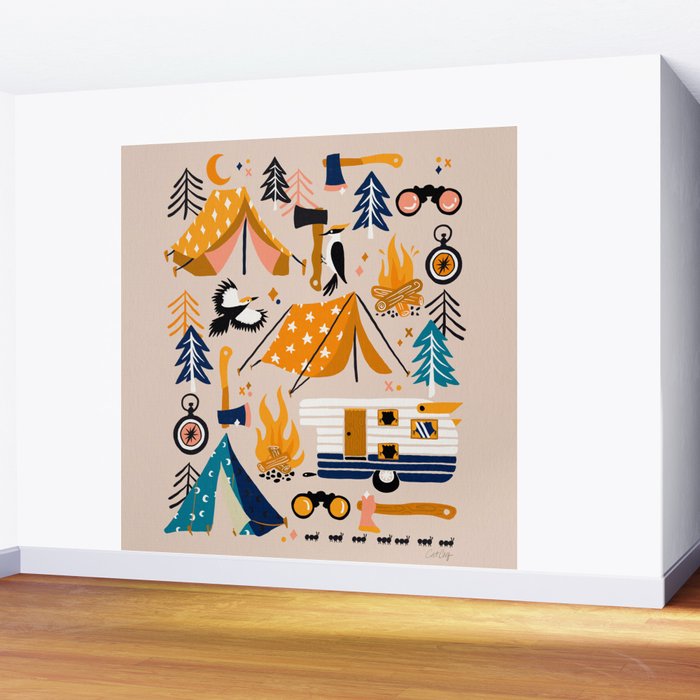 Camping Kit - Orange & Blue Wall Mural Gallery Image 2