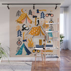 Camping Kit - Orange & Blue Wall Mural Gallery Image 1